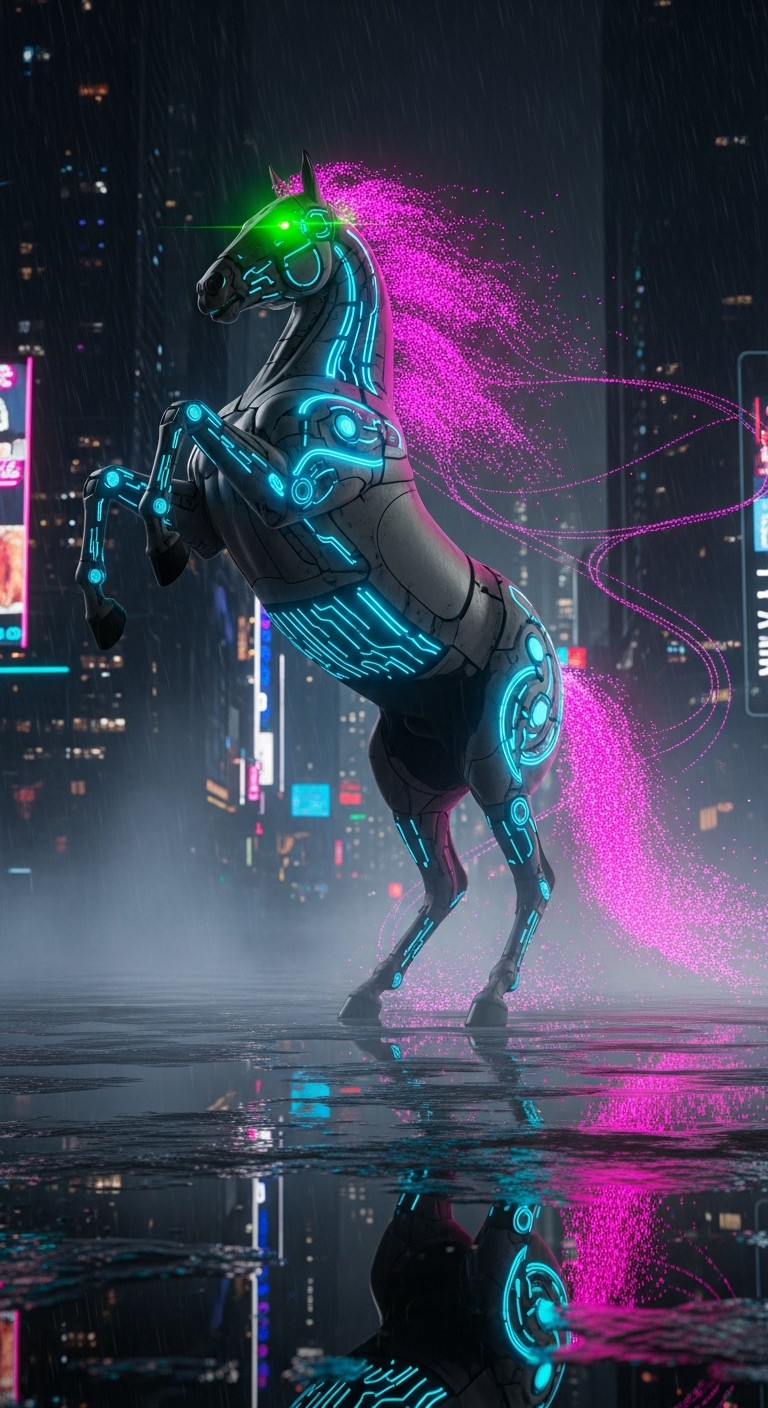 Free Cybernetic Horse Rises Image - Cyberpunk, Horse, Neon | Download ...