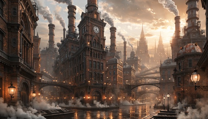 Free Steampunk Rain City Image - Steampunk, Victorian, Cityscape ...
