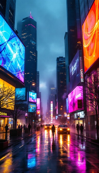 Free Neon Rain City Image | Download at StockCake