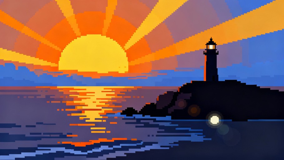 Free Lighthouse Sunrise Silhouette Image - Lighthouse, Sunrise, Pixel ...