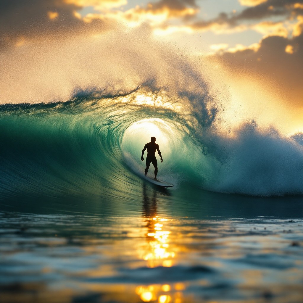 Wave Free Ridesrs Free Sunset Wave Rider Image - Surfing, Sunset, Wave | Download at ...