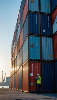 Steel Containers Rise Free Towering Container Stacks Image - Shipping, Containers, Cargo ...