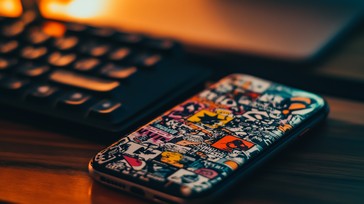 Free Sticker-covered Smartphone Image - Smartphone, Stickers, Desk ...