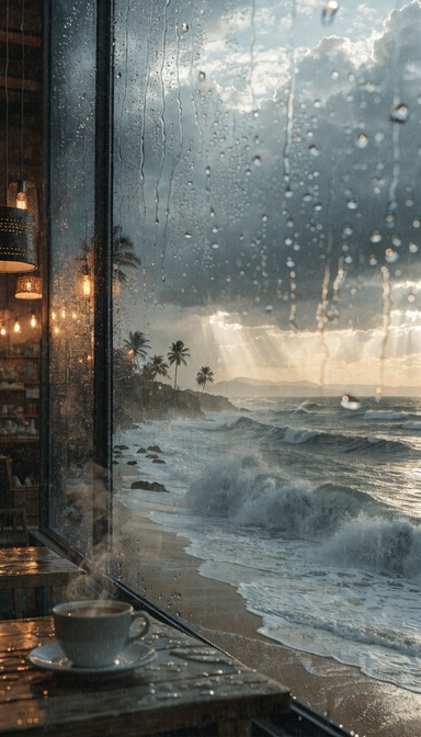 Free Rainy Cafe Solitude Image - Cafe, Rain, Coffee | Download at StockCake