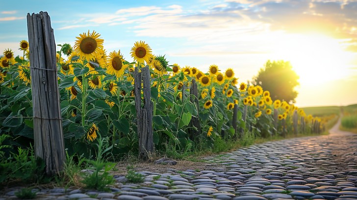 Free Sunflower Pathway Sunset Image - Sunflowers, Pathway, Sunset ...