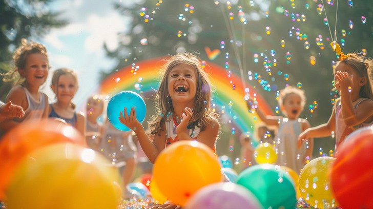 Free Children Chasing Balloons Image - Children, Balloons, Joy ...