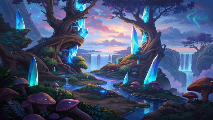 Free Enchanted Crystal Forest Image - Fantasy, Forest, Crystals ...