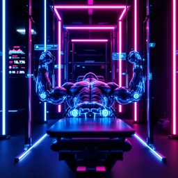 Free Neon Gym Warrior Image - Cyberpunk, Neon, Gym | Download at StockCake