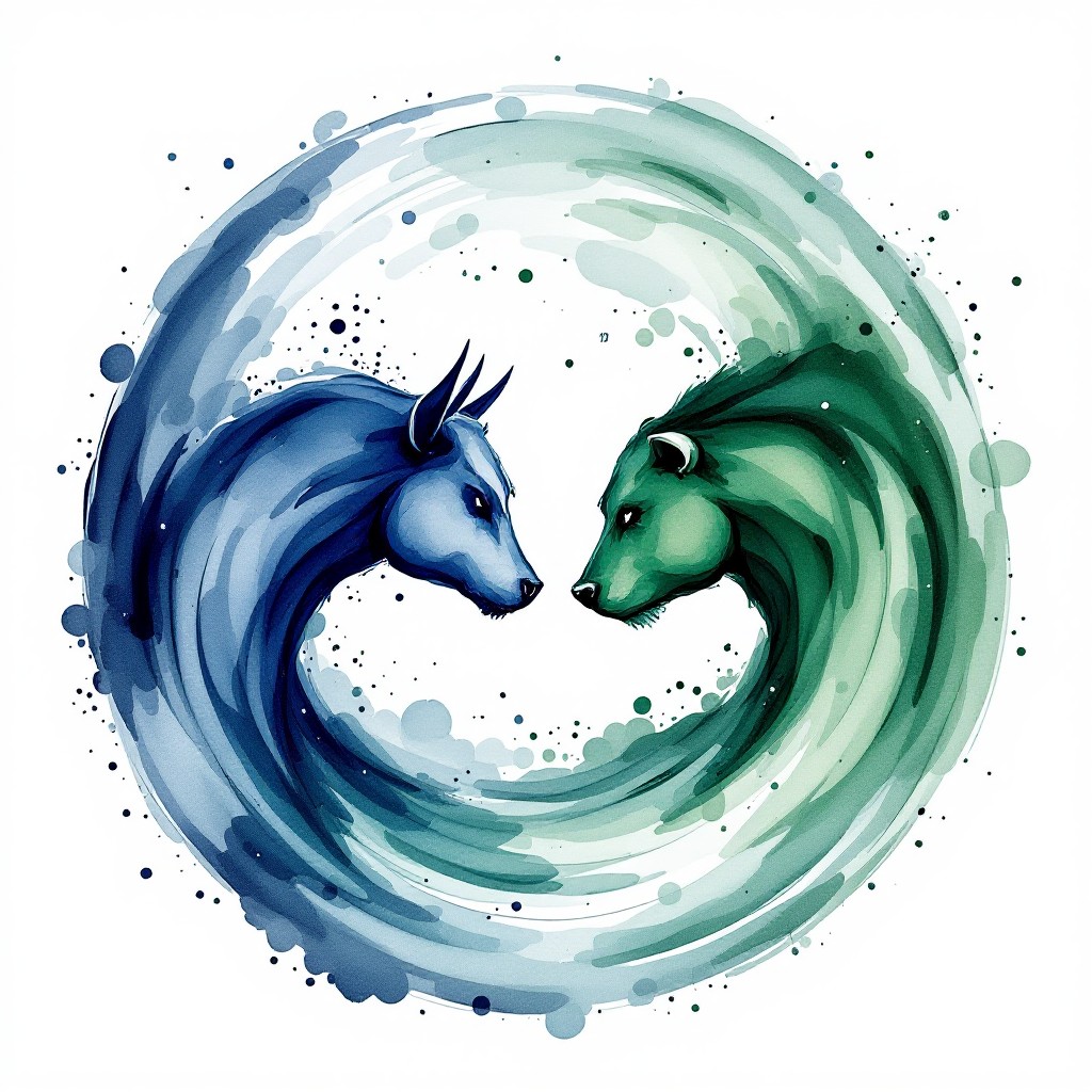 Free Bulls Bears Balance Image - Watercolor, Bull, Bear | Download at ...