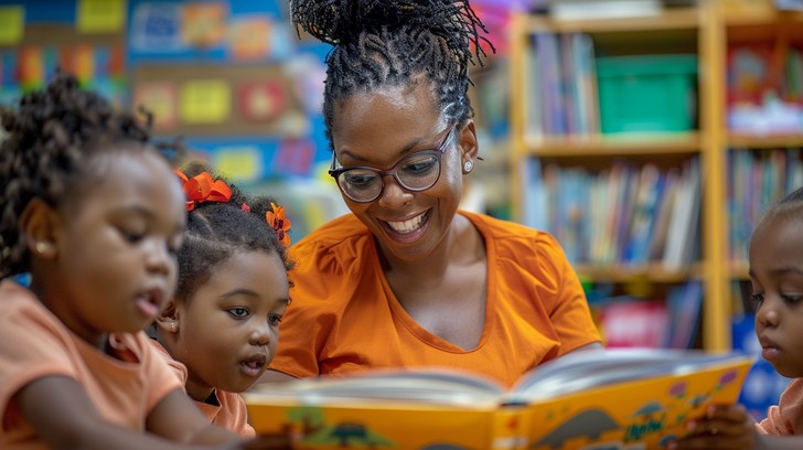 Read Brightly Free Joyful Reading Moment Image - Reading, Teacher, Children ...