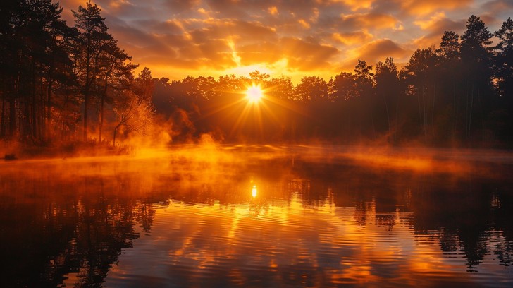 Free Sunrise Misty Lake Image - Sunrise, Lake, Mist | Download at StockCake