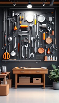 Working Tools Display Free Organized Workshop Display Image - Workshop, Tools, Minimal ...