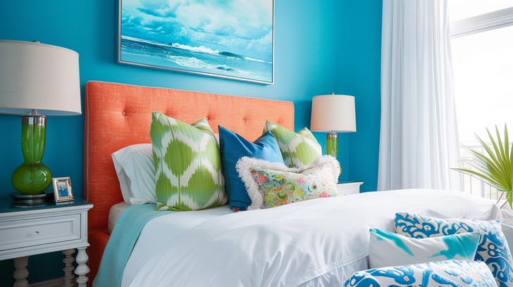 Free Colorful Coastal Bedroom Image | Download at StockCake
