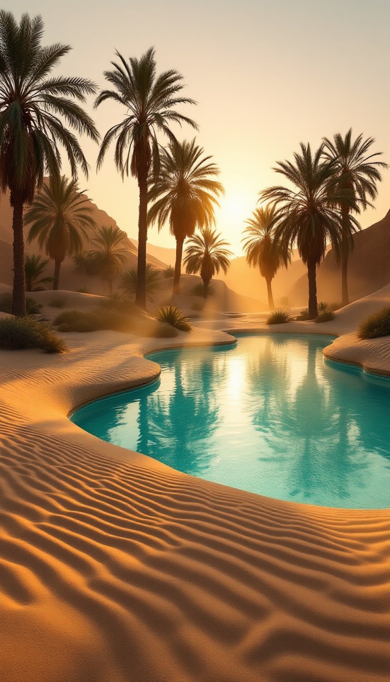 Free Desert Paradise Pool Image - Oasis, Desert, Palms | Download at ...