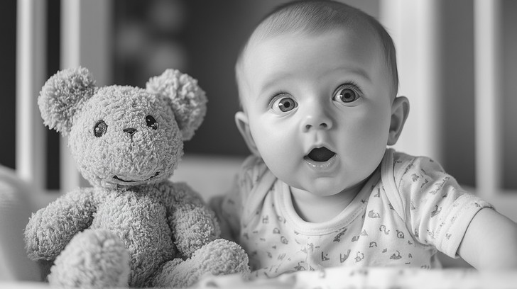Free Baby with teddy Image - Baby, Teddy, Surprise | Download at StockCake