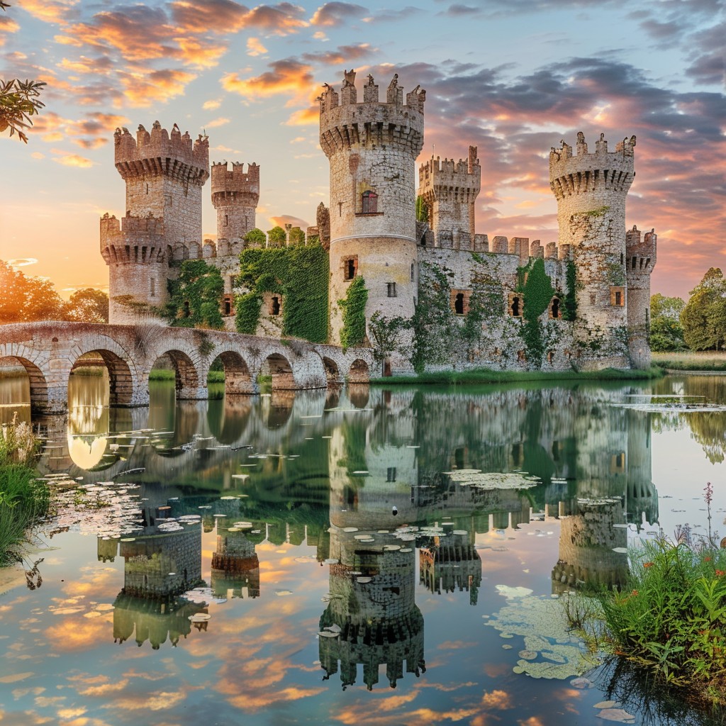 Free Enchanting Castle Sunset Image - Castle, Reflection, Sunset ...