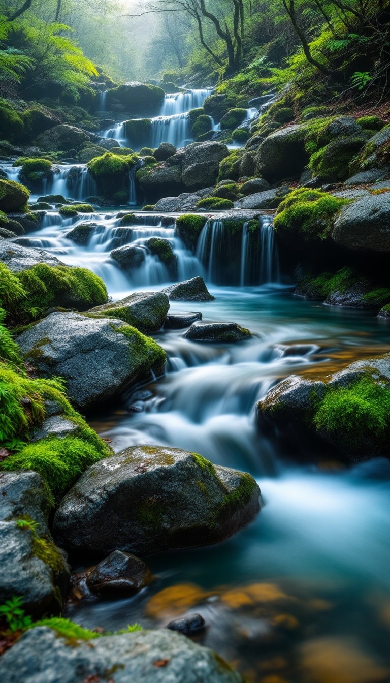 Free Mossy Forest Waterfall Image - Waterfall, Stream, Cascade ...