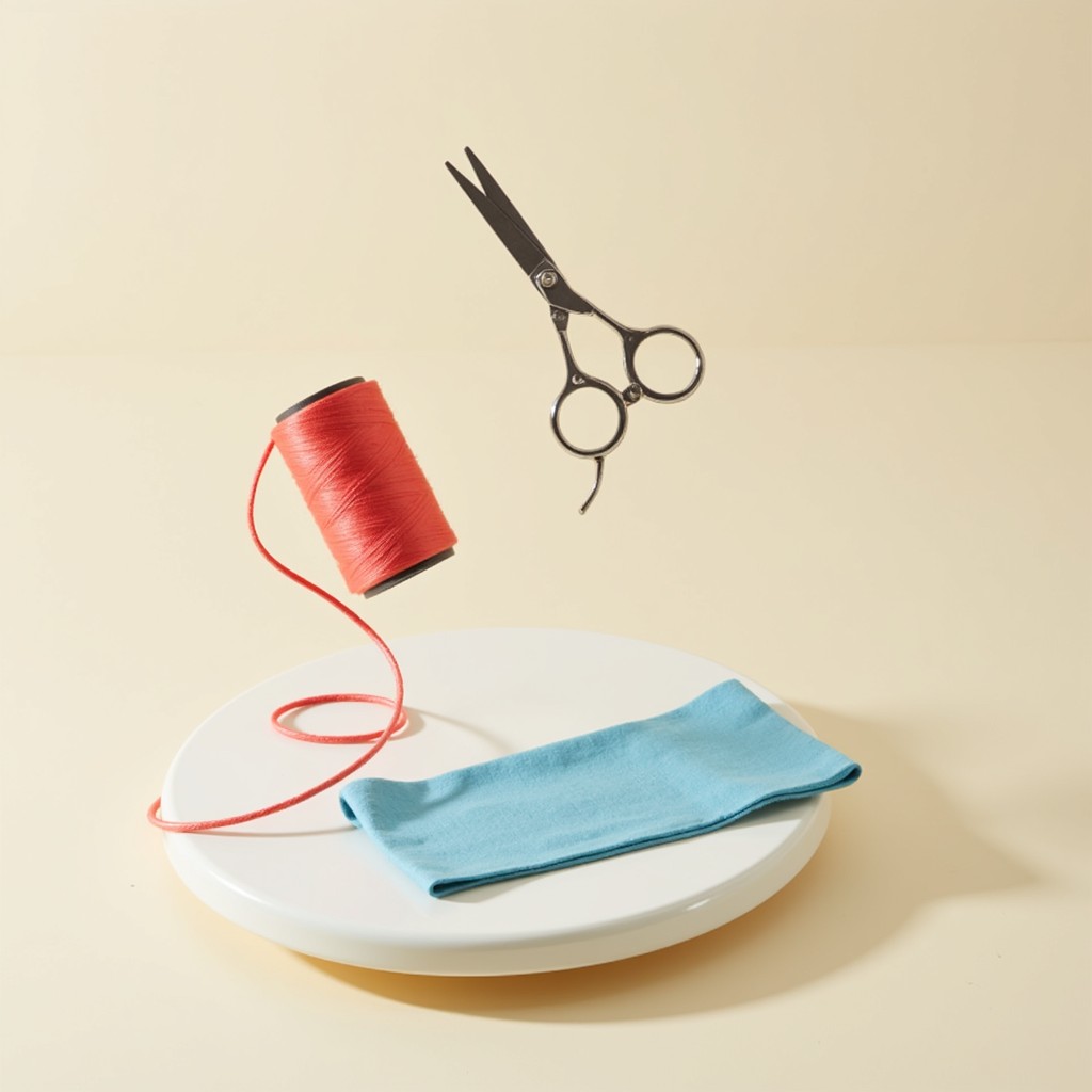 Free Floating Sewing Essentials Image - Thread, Scissors, Fabric ...