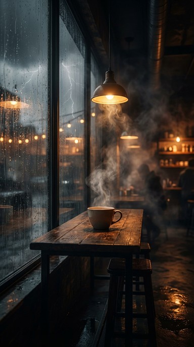 Free Rainy Cafe Solitude Image - Cafe, Coffee, Rain | Download at StockCake