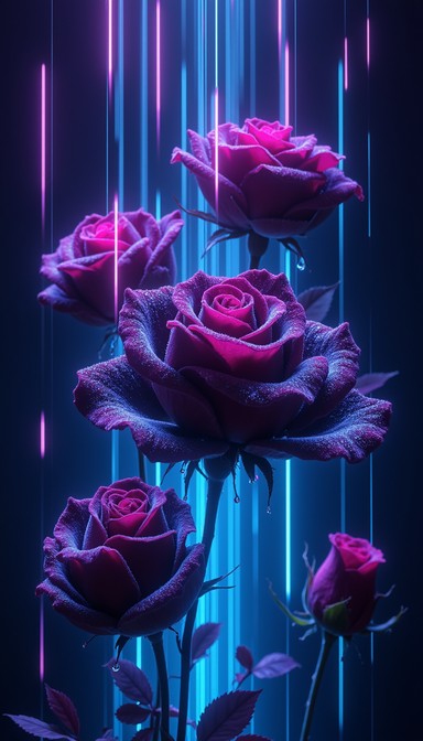 Free Neon Midnight Roses Image - Roses, Cyberpunk, Neon | Download at ...