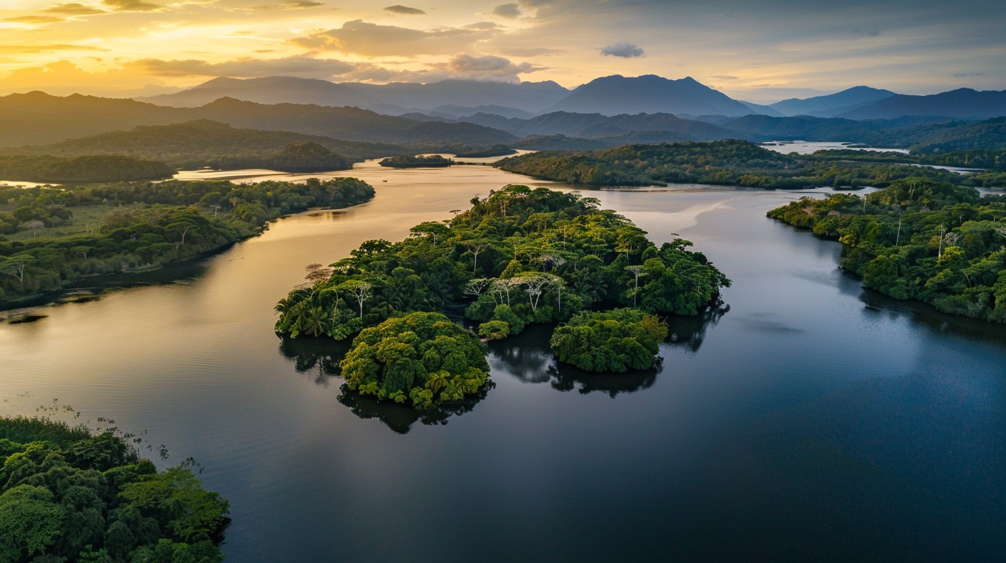Free Serene Lake View Image - Lake, Sunset, Islands | Download at StockCake