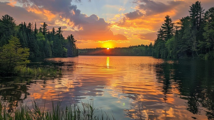 Free Sunset Lake View Image - Sunset, Lake, Forest | Download at StockCake