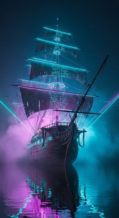 Free Neon Ghost Ship Image - Ship, Cyberpunk, Neon | Download at StockCake