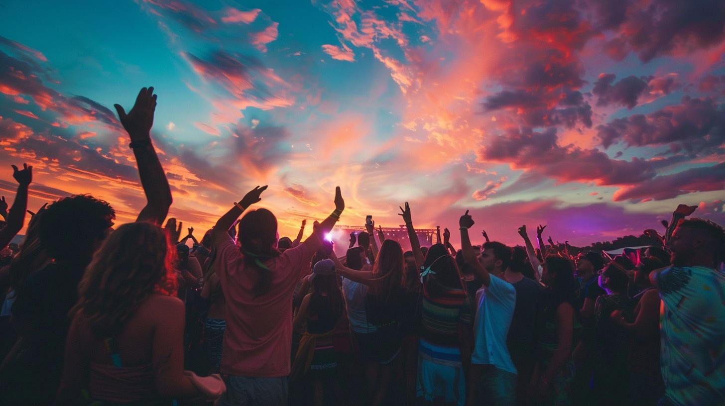 Tomorrow Fun Fest Free Vibrant Festival Fun Image - Festival, Sunset, Crowd | Download at ...