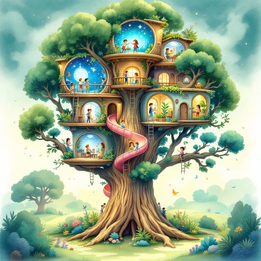 Treehouse With Color Free Magical Treehouse Adventure Image - Treehouse, Children, Whimsical ...