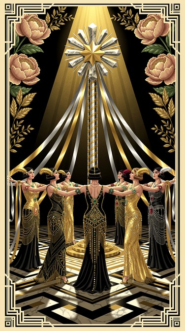 Maypole Streamers Free Golden Maypole Glamour Image - Art-deco, Vintage, Illustration ...