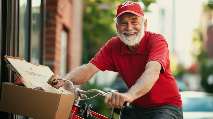 Senior Driver Delivery Free Senior delivery cyclist Image - Senior, Cycling, Delivery ...
