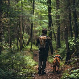 Free Man walks dog Image - Man, Dog, Forest | Download at StockCake