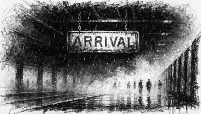 Free Arrival Station Waiting Image - Charcoal, Sketch, Arrival ...