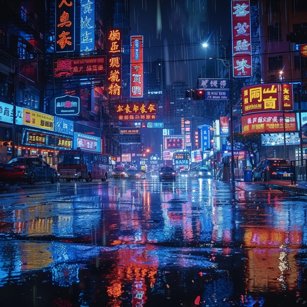 Free Neon Rainy Night Image - City, Night, Neon | Download at StockCake