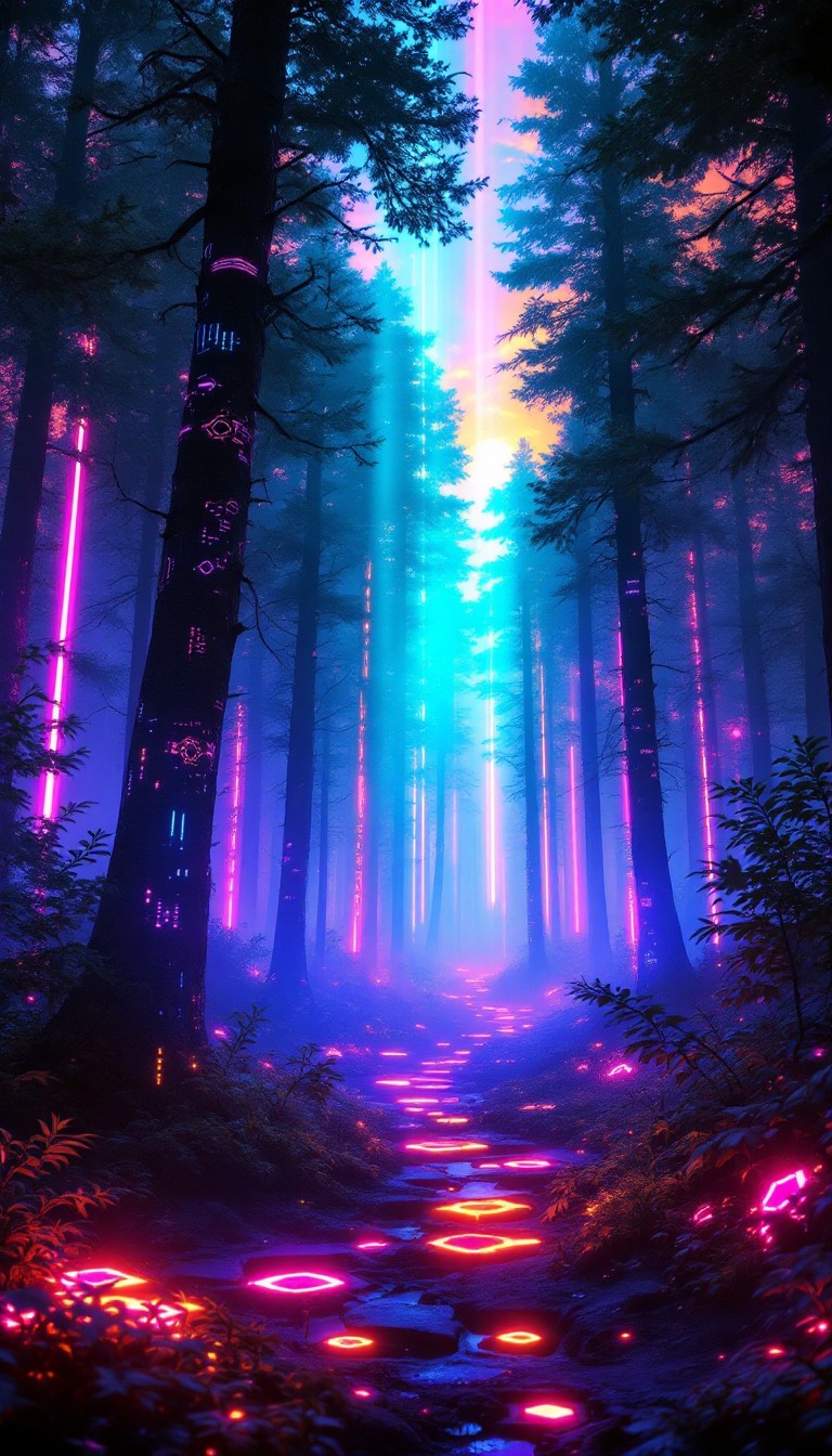 Free Neon Forest Dawn Image - Cyberpunk, Neon, Forest | Download at ...