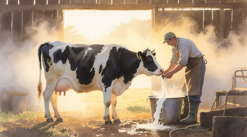 Free Dawn Dairy Ritual Image - Watercolor, Cow, Milking | Download at ...