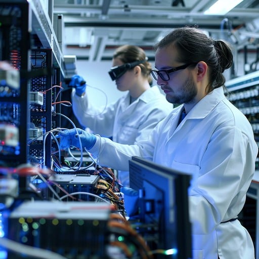 Free Technicians Checking Servers Image Technology Server