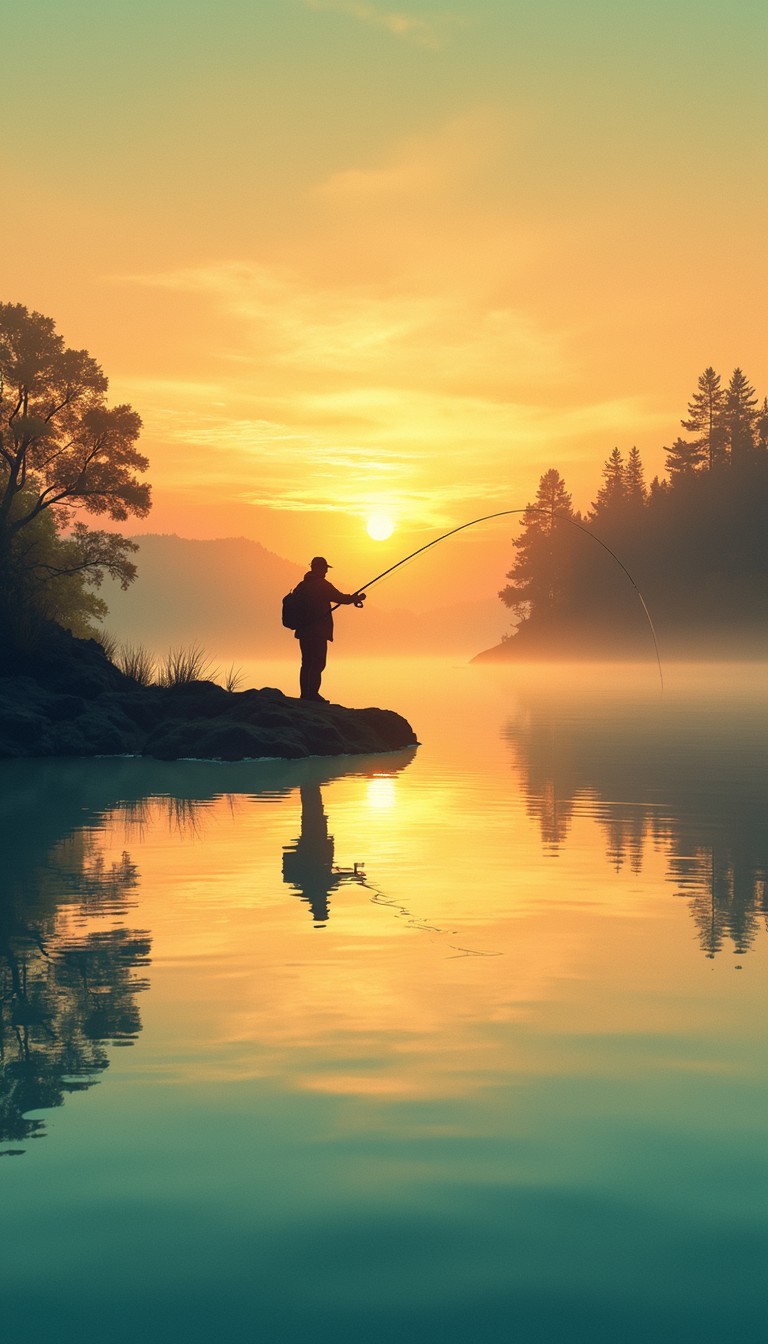 Free Misty Golden Angler Image - Fishing, Sunrise, Silhouette ...