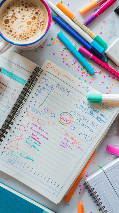 Free Creative Study Session Image - Notebook, Markers, Coffee ...