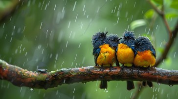 Free Birds in Rain Image - Birds, Rain, Nature | Download at StockCake