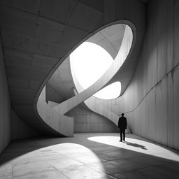 Free Curved Light Passage Image - Architecture, Minimalist, Monochrome ...