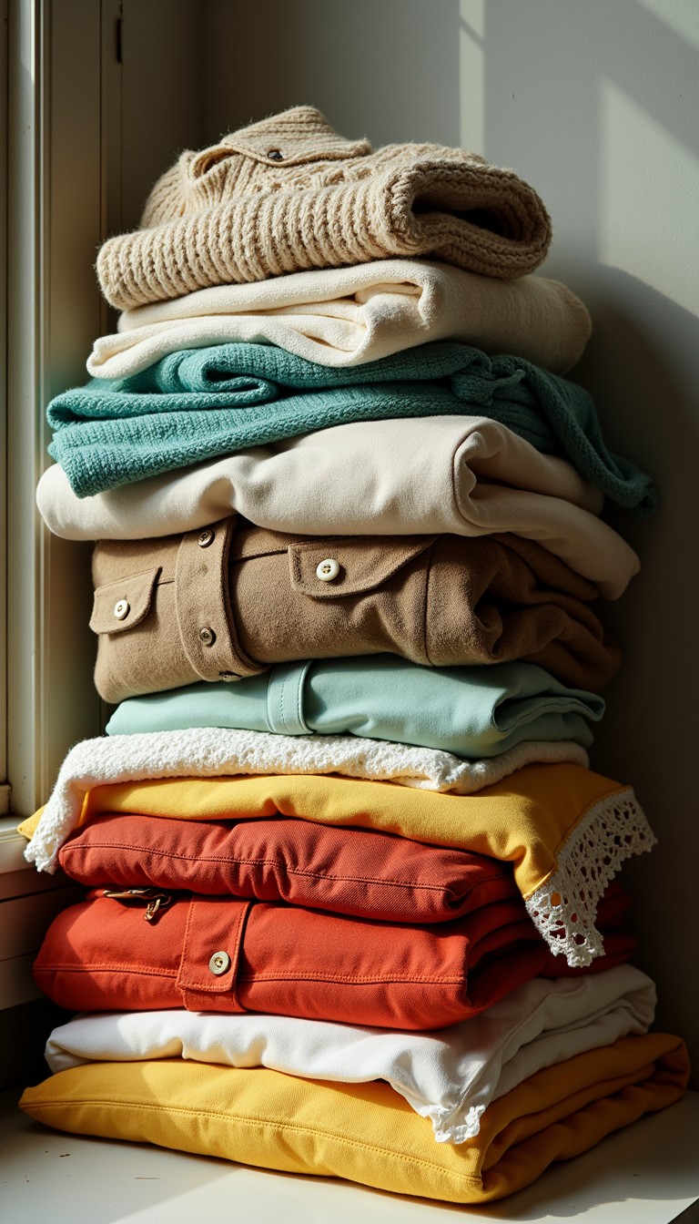 Neutral Clothes Stack Free Stacked clothing collection Image - Clothing, Stack, Folded ...
