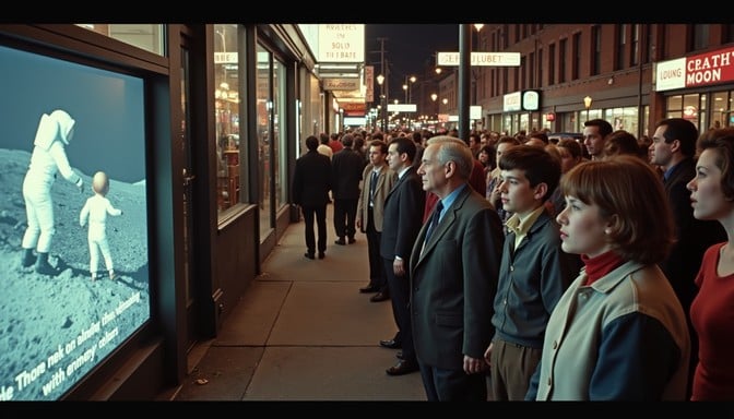 Free Moon Landing Viewers Image - Television, Crowd, 1960s | Download