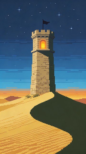 Pixels Graphics Watchtower Free Desert Tower Twilight Image - Pixel, Art, Illustration | Download ...