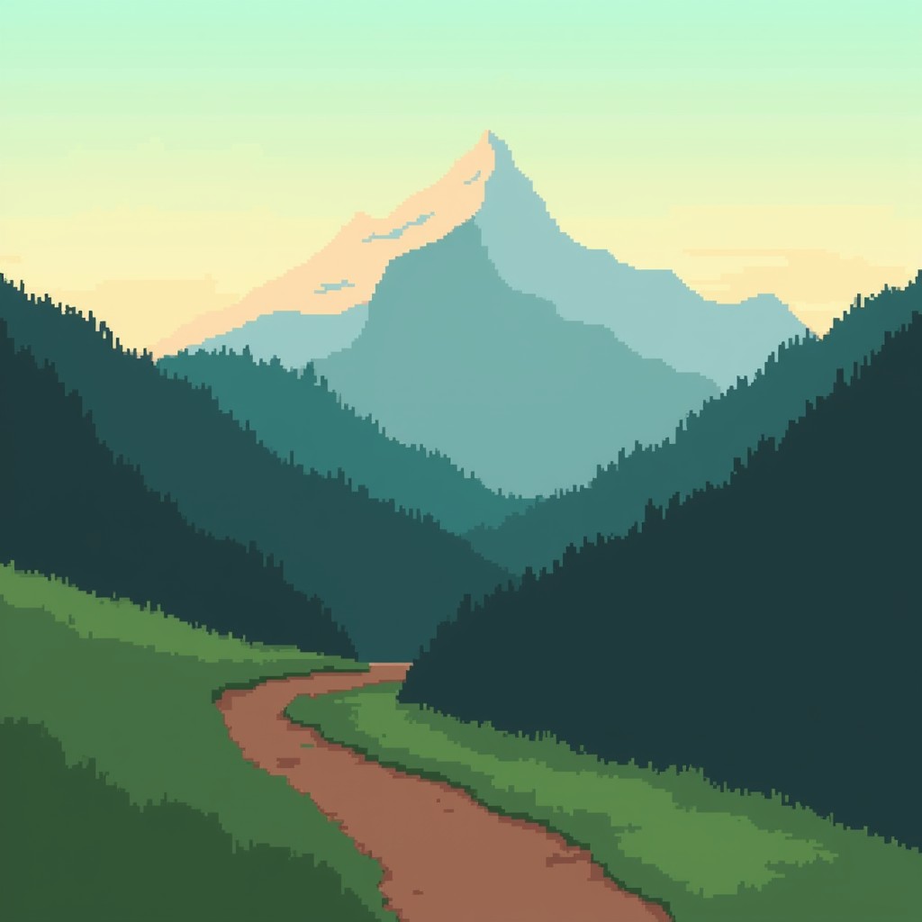 Free Pixelated Mountain Path Image - Pixelart, Mountains, Trail ...