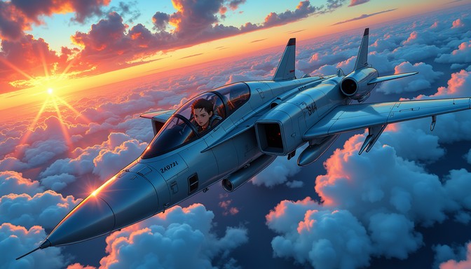 Plane Racing Anime Free Supersonic Sunset Flight Image - Aircraft, Sunset, Anime ...