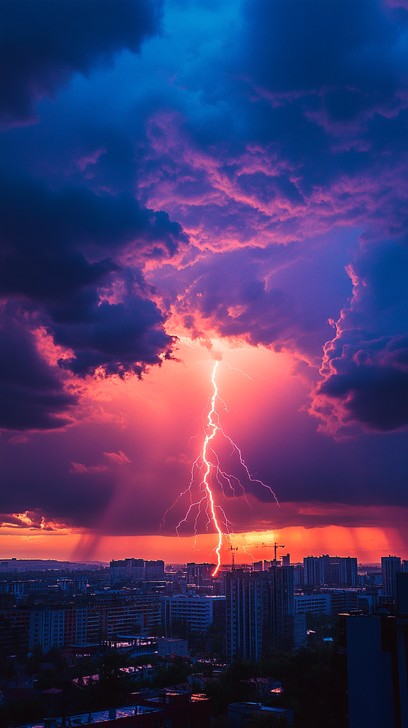 Free Dramatic lightning strike Image - Lightning, Sunset, Cityscape ...