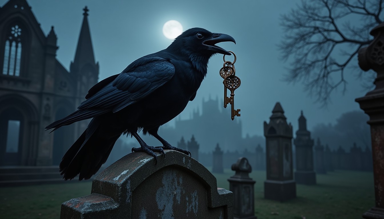 Free Keeper of Keys Image - Raven, Keys, Cemetery | Download at StockCake