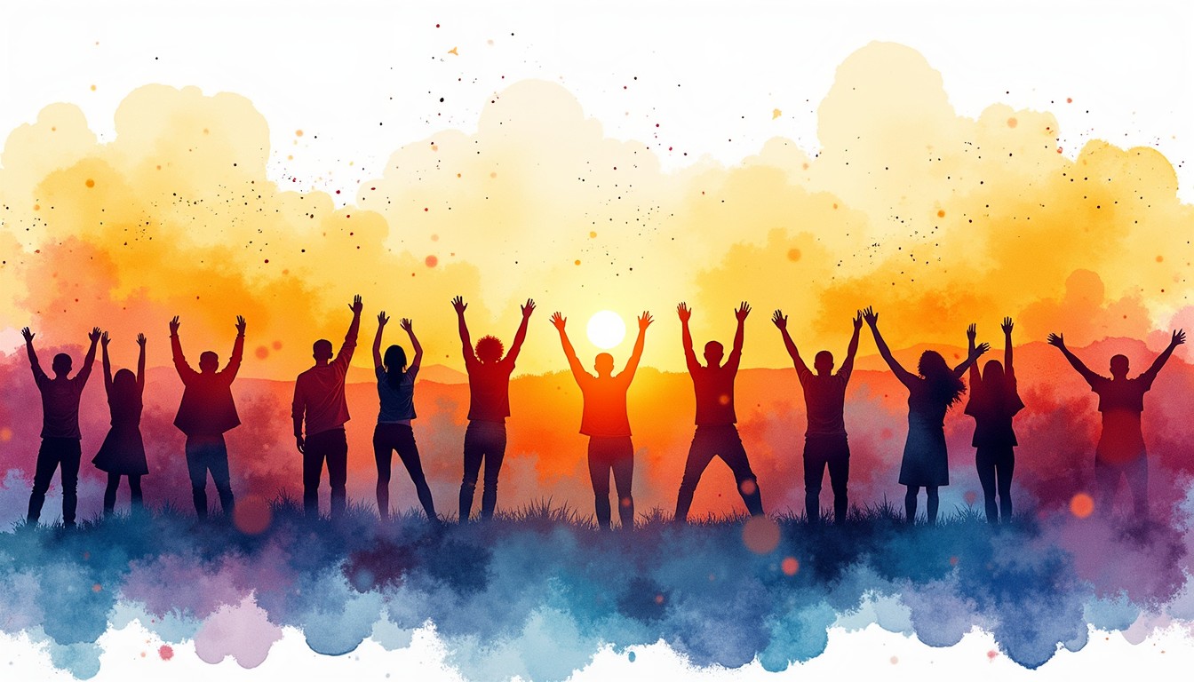 Free Unity In Joy Image - Silhouettes, Celebration, Watercolor ...