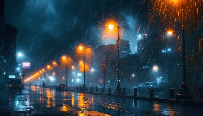 Free Rainy City Lights Photo - Rain, City, Night | Download at StockCake
